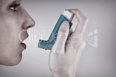 Composite image of close up on an asthmatic woman