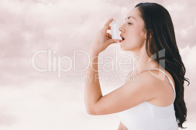Composite image of image of an asthmatic woman