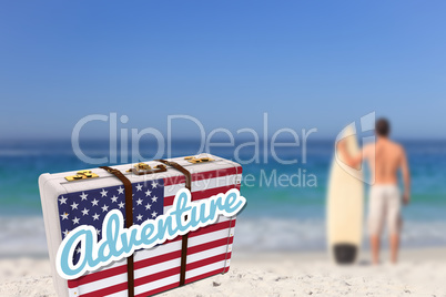 Composite image of suitcase with the american flag