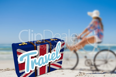 Composite image of suitcase with the british flag