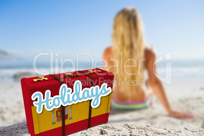 Composite image of suitcase with the spanish flag