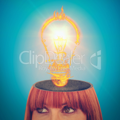 Composite image of red head woman with copy space