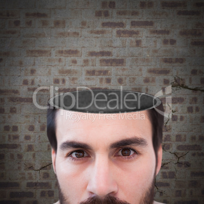 Composite image of close up of focused businessman