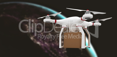 Composite image of a drone bringing a cardboard box