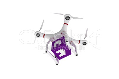 A drone bringing a purple cube