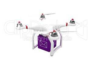 A drone bringing a purple cube