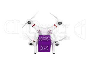 A drone bringing a purple cube
