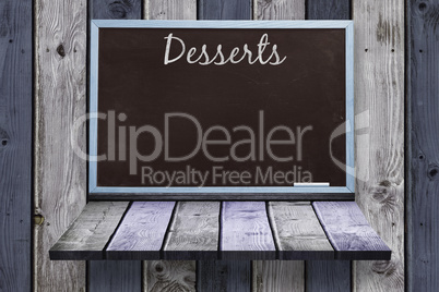 Composite image of desserts message