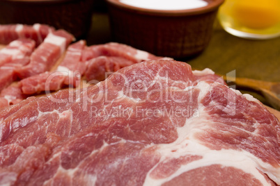 Raw pork meat close-up