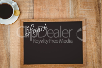 Composite image of lunch message on a white background