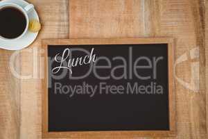 Composite image of lunch message on a white background