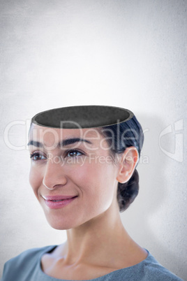 Composite image of thoughtful businesswoman looking away