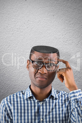 Composite image of confused casual businessman