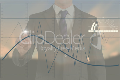 Composite image of businessman in suit pointing finger