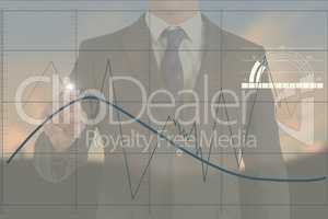 Composite image of businessman in suit pointing finger