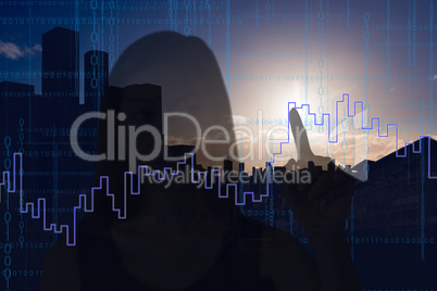 Composite image of businesswoman pointing