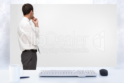 Composite image of thoughtful classy businessman looking away