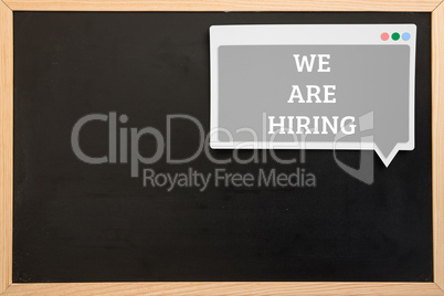 Composite image of we are hiring message