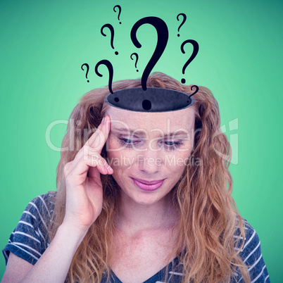 Composite image of blonde woman having headache