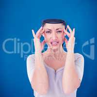 Composite image of brunette suffering from migraine