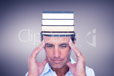 Composite image of handsome man thinking with hand on forehead