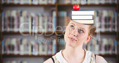 Composite image of hipster redhead looking up thinking