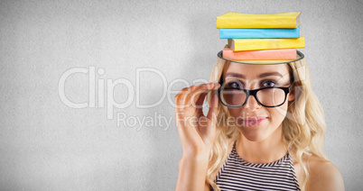 Composite image of gorgeous blonde hipster posing with glasses