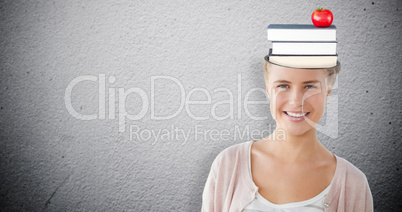 Composite image of portrait of smiling woman holding coffee cup