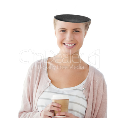 Portrait of smiling woman holding coffee cup