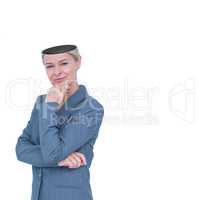 Businesswoman thinking with hand on chin