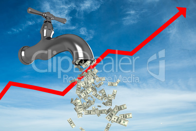 Composite image of falling dollars