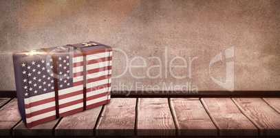 Composite image of usa flag suitcase