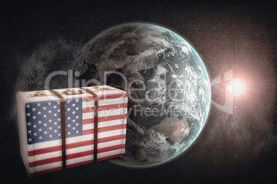 Composite image of american flag on a suitcase