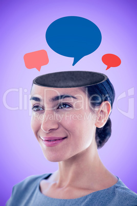 Composite image of thoughtful businesswoman looking away
