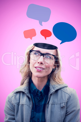 Composite image of pretty blonde thinking
