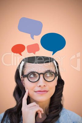 Composite image of thinking brunette
