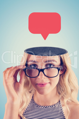 Composite image of gorgeous blonde hipster posing with glasses