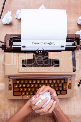 Dear manager, against above view of old typewriter