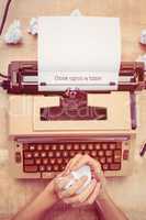 Once upon a time against above view of old typewriter
