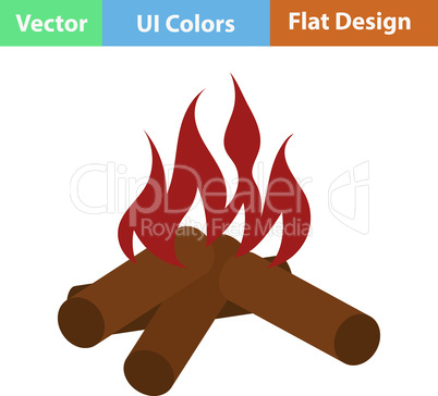 Flat design icon of camping fire