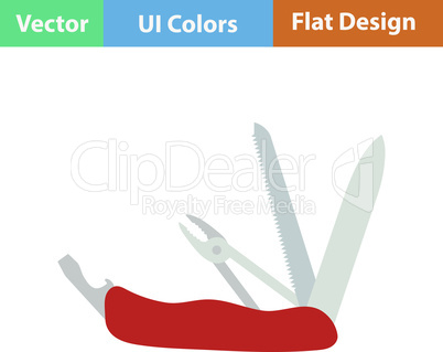 Flat design icon of folding penknife