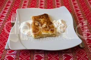 Strukle with cream - famous Croatian appetizer made with fresh c
