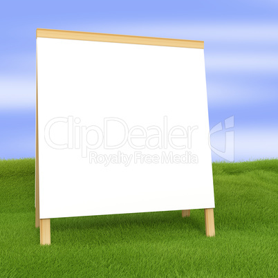 Blank billboard on a green field, 3D Illustration