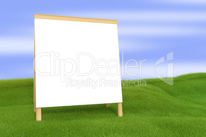 Blank billboard on a green field, 3D Illustration