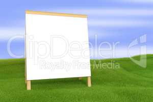 Blank billboard on a green field, 3D Illustration