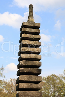 stone column in japan garden