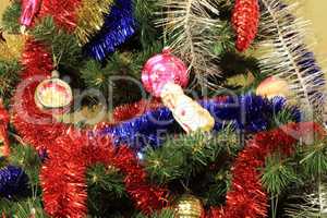 toys on green christmas fir