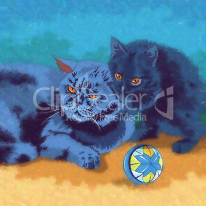 Cat and kitten Illustration