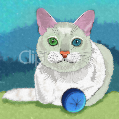 Khao Manee Cat Illustration