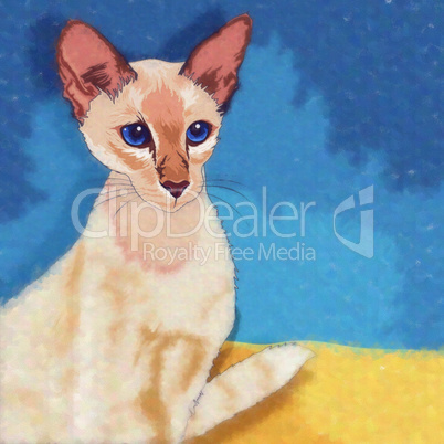 Oriental Shorthair Cat Illustration